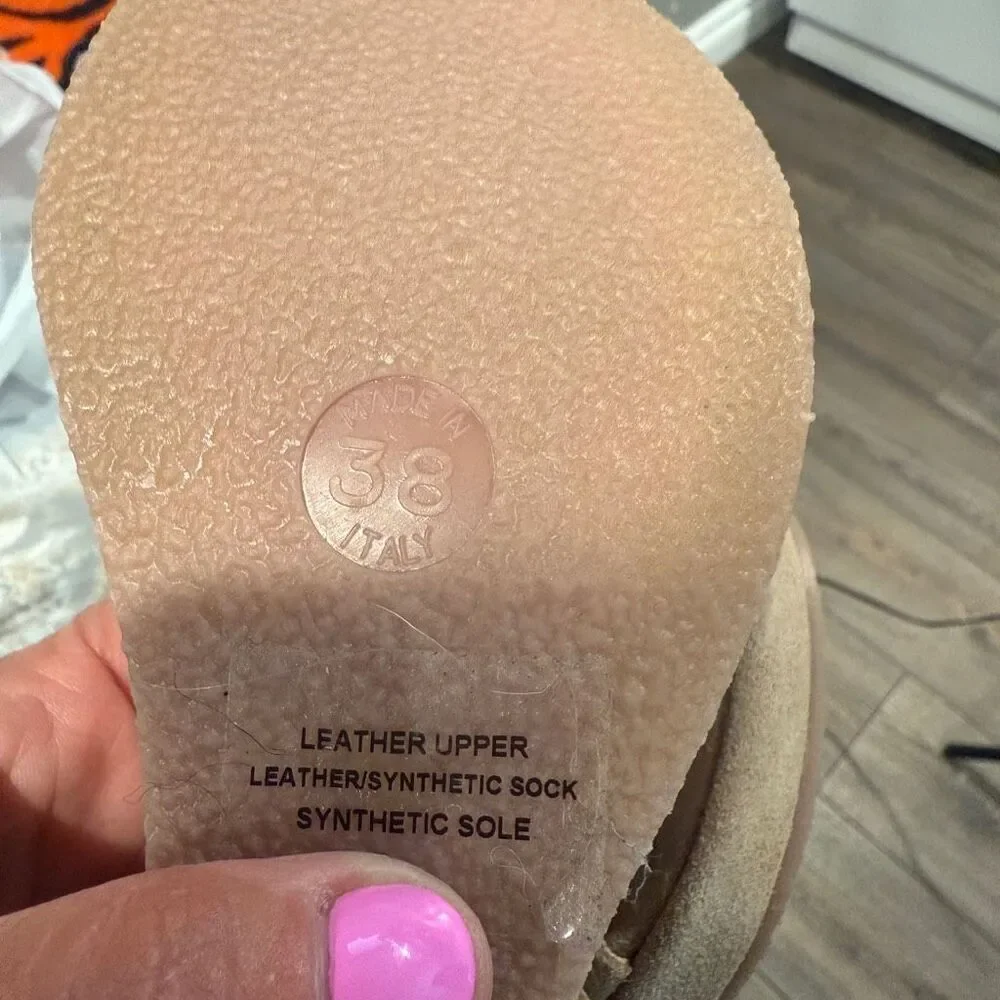 Sundance Suede Nude Sandals 38/8 Platform